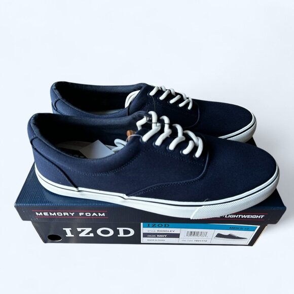 Izod Rangley Men's Lace Up Casual Canvas shoe Memory Foam Navy size 12 - Picture 1 of 8